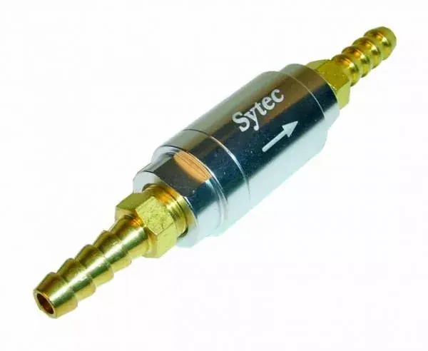Zpětný ventil celo hliníkový Sytec - hadice 6mm - červený Ověřený