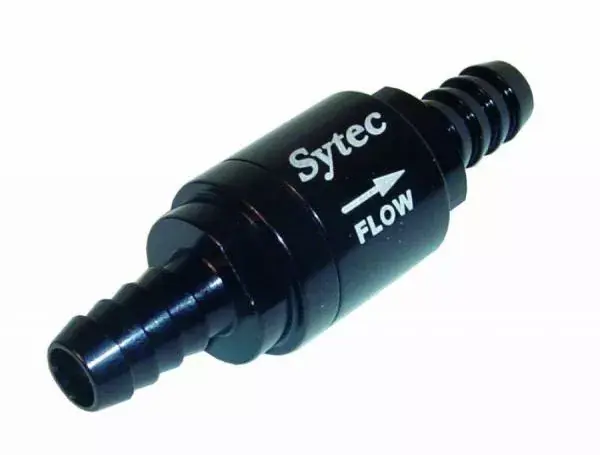 Zpětný ventil celo hliníkový Sytec - hadice 8mm - černý Nová Kolekce