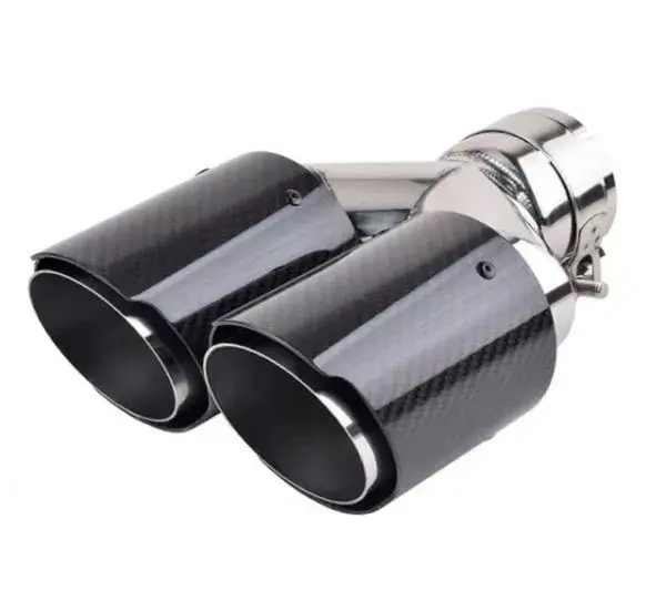Koncovka výfuku Jap Parts karbonová - kulatá zkosená duální průměr 2x 89mm - montážní průměr 63,5mm Autentický