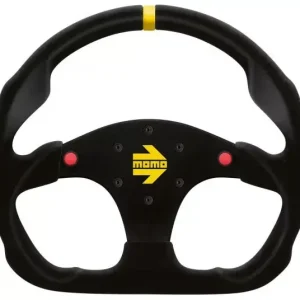 Zlevněný Volant Momo Modell 30/30 B 320mm - černý/černý - semiš (s tlačítky)
