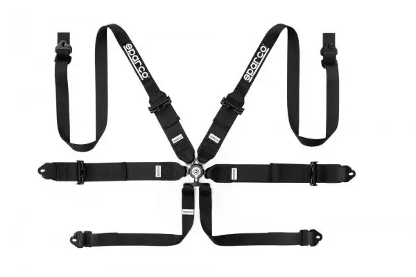 Vysoce Kvalitní Bezpečnostní pás Sparco Pro Racer 04818RH1 3/2" 6-bodový černý - karabina (FIA homologace)