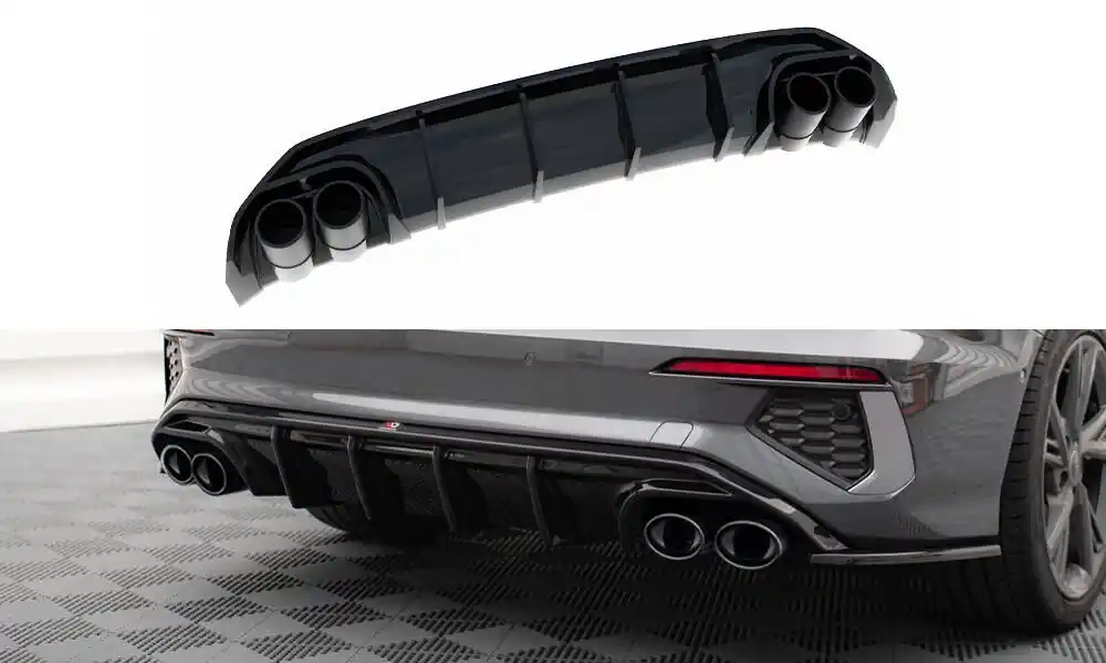 Novinka Středový spoiler pod zadní nárazník + Výfuk Ends Imitation Audi A3 S-Line Sedan 8Y